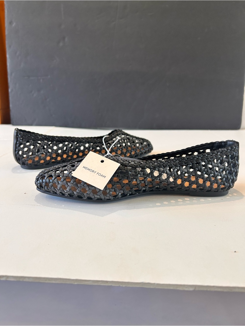 New NWT Black Woven Ballet Flats Memory Foam Slip-On Shoes NWT - Picture 8 of 10